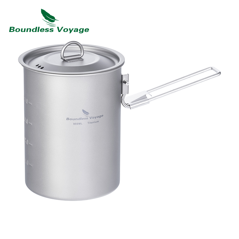 Camping Cooking Bowl - Boundless Voyage 900ml Titanium Pot Cup