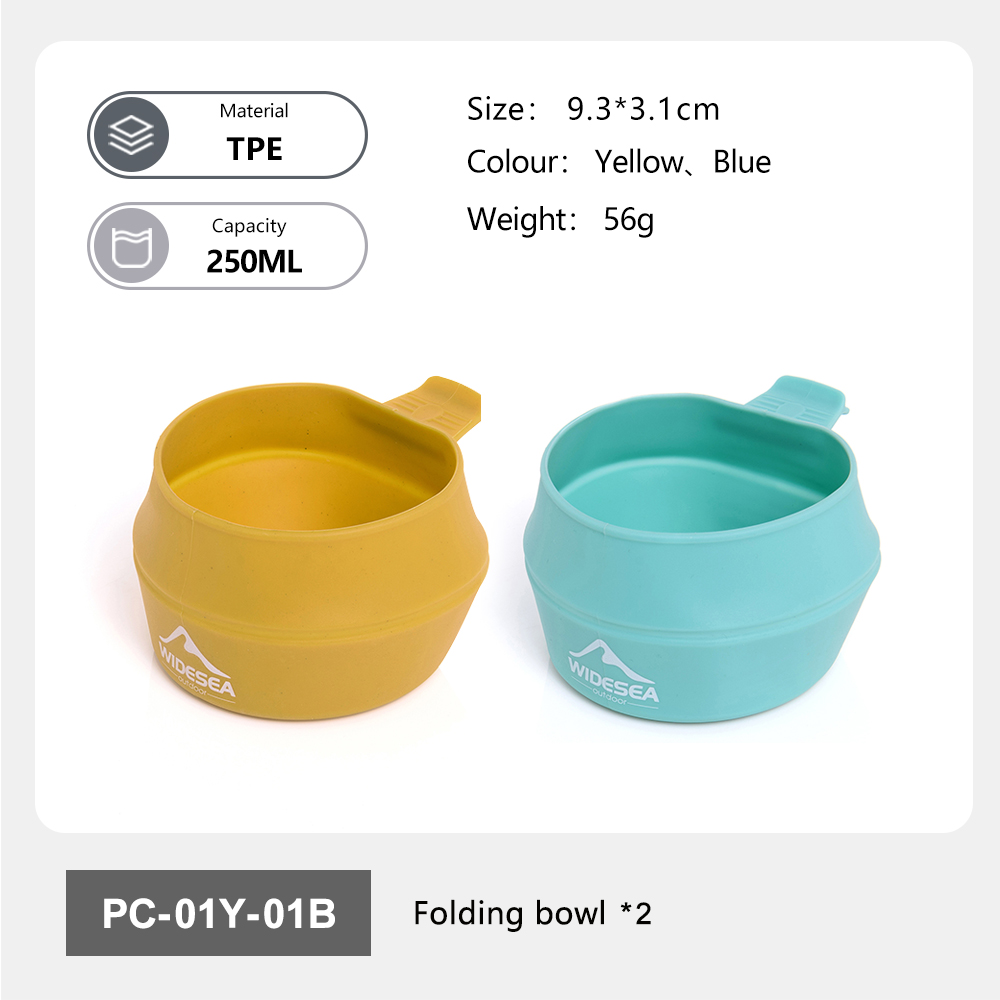 Camping Cooking Bowl - Widesea Camping 250ml Tazza morbida pieghevole