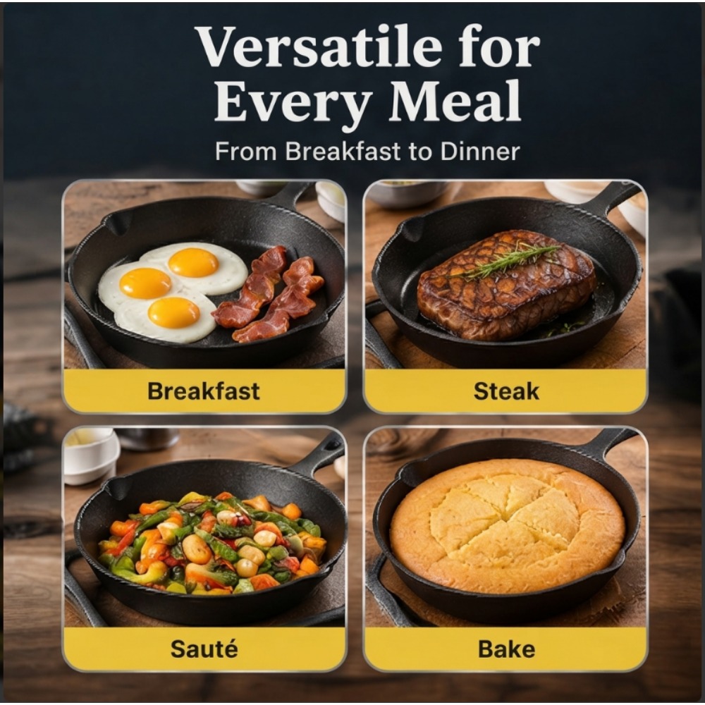 Set di 3 padelle in ghisa, 6,  - Skillet Cast Iron Camp recensione e prezzo