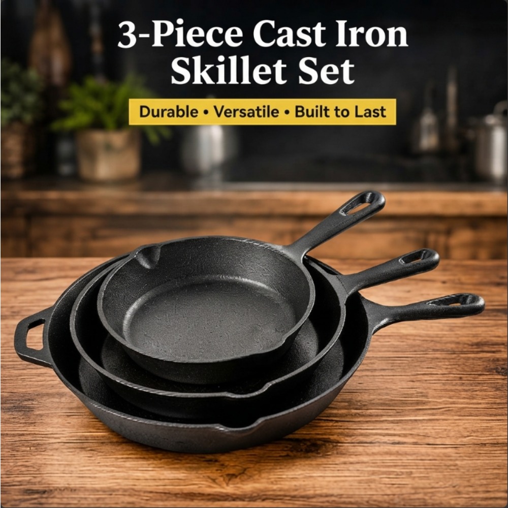 Set di 3 padelle in ghisa, 6,  - Skillet Cast Iron Camp recensione e prezzo