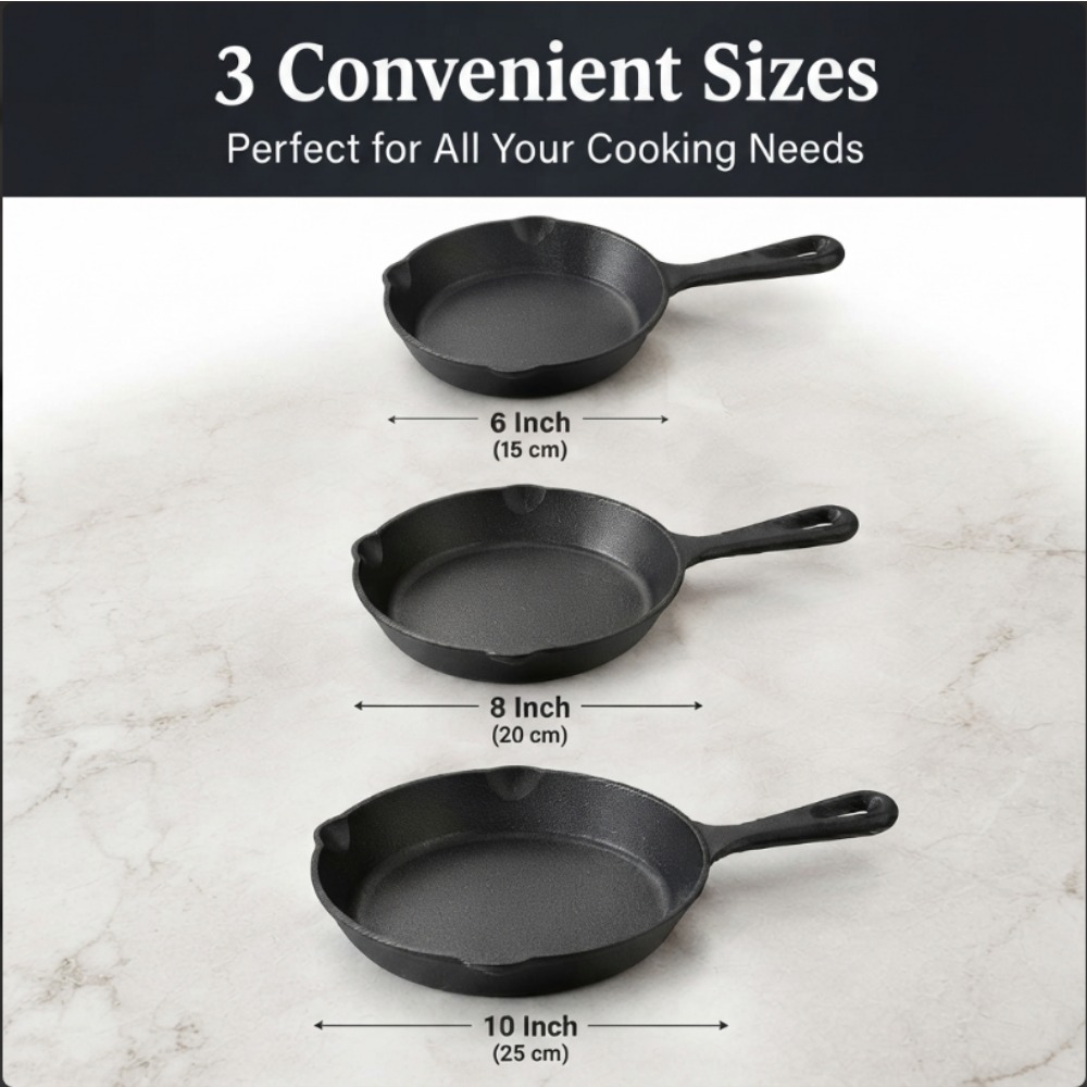Set di 3 padelle in ghisa, 6,  - Skillet Cast Iron Camp recensione e prezzo