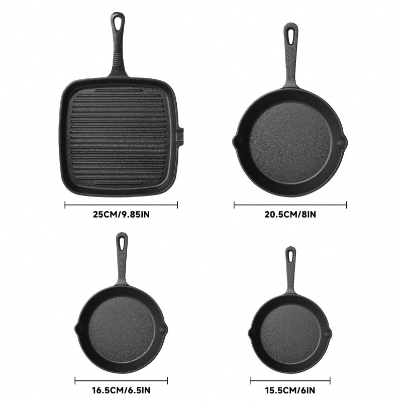 Set di 4 padelle in ghisa anti - Skillet Cast Iron Camp recensione e prezzo