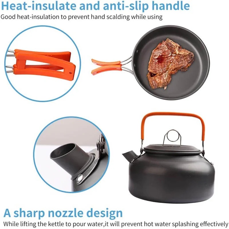 Set da cucina da campeggio, pe - Camping Cooking Pot Set recensione e prezzo