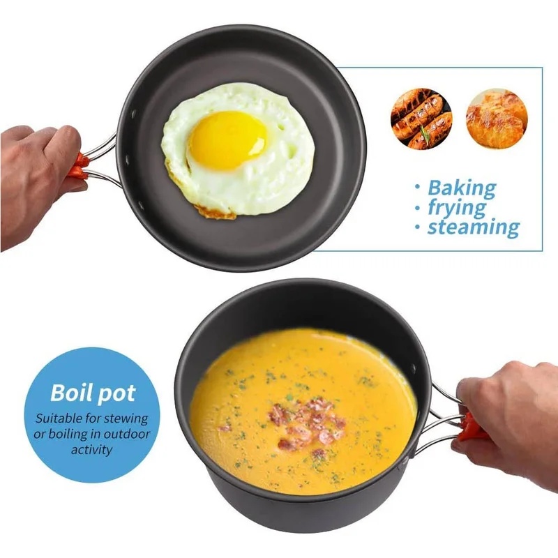 Set da cucina da campeggio, pe - Camping Cooking Pot Set recensione e prezzo